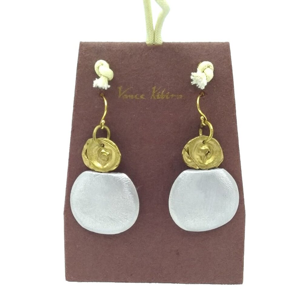Vance Kitira Jewelry Dangling Earrings silver Metal Amulet Natural gold Floral